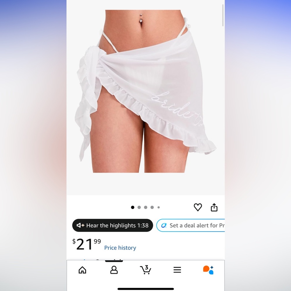 White Bridal Ruffle Tie Sarong Cover-Up